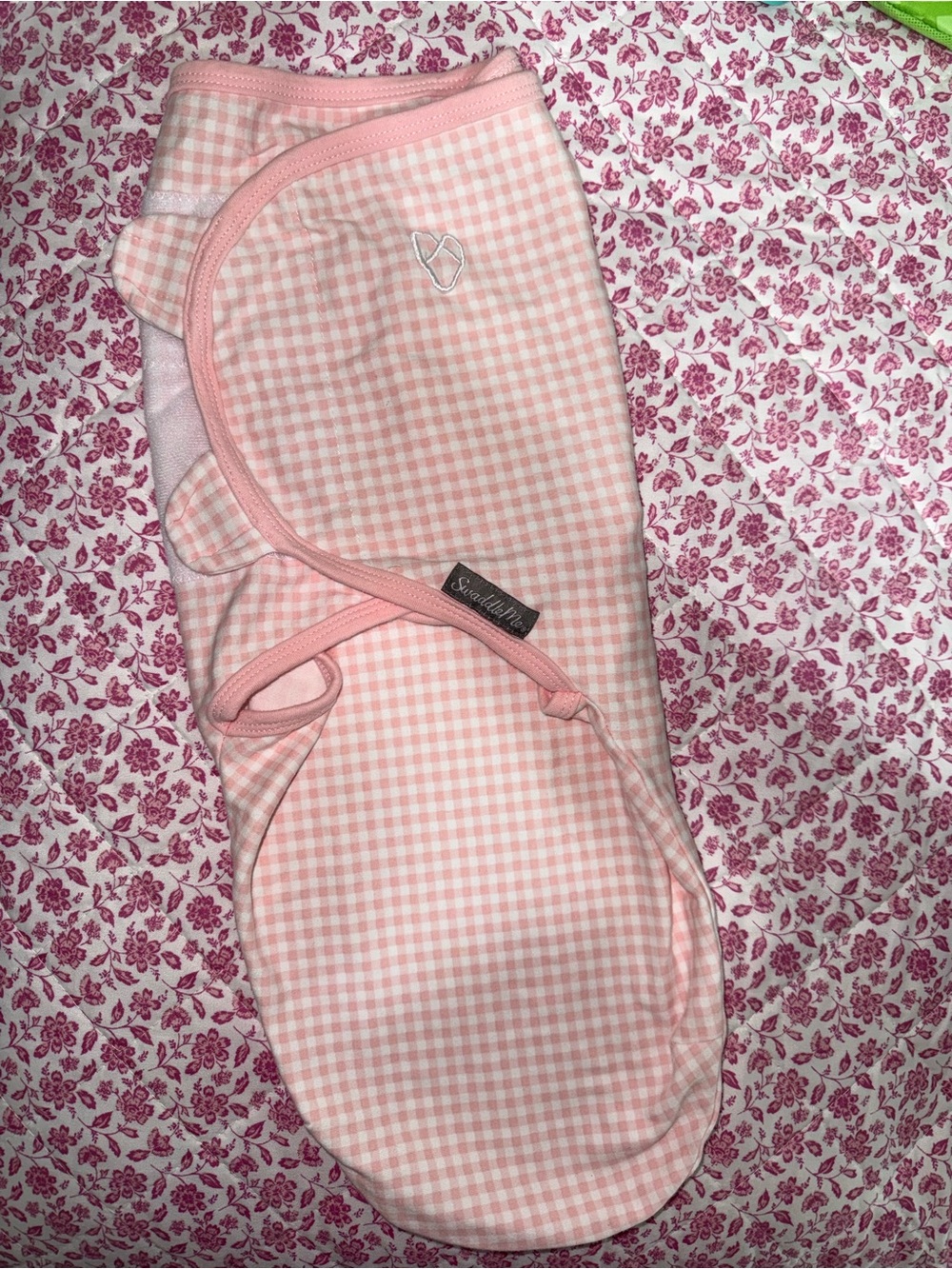 SwaddleMe Pink Gingham Baby Swaddle Sack Adjustable Velcro S/M